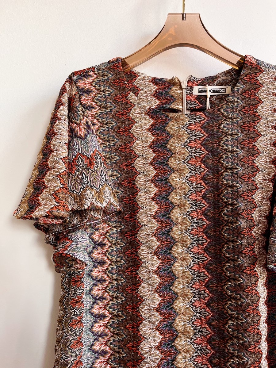 Zig - Zag Knit Chore Dress w/ Flutter Sleeve - Made X Hudson