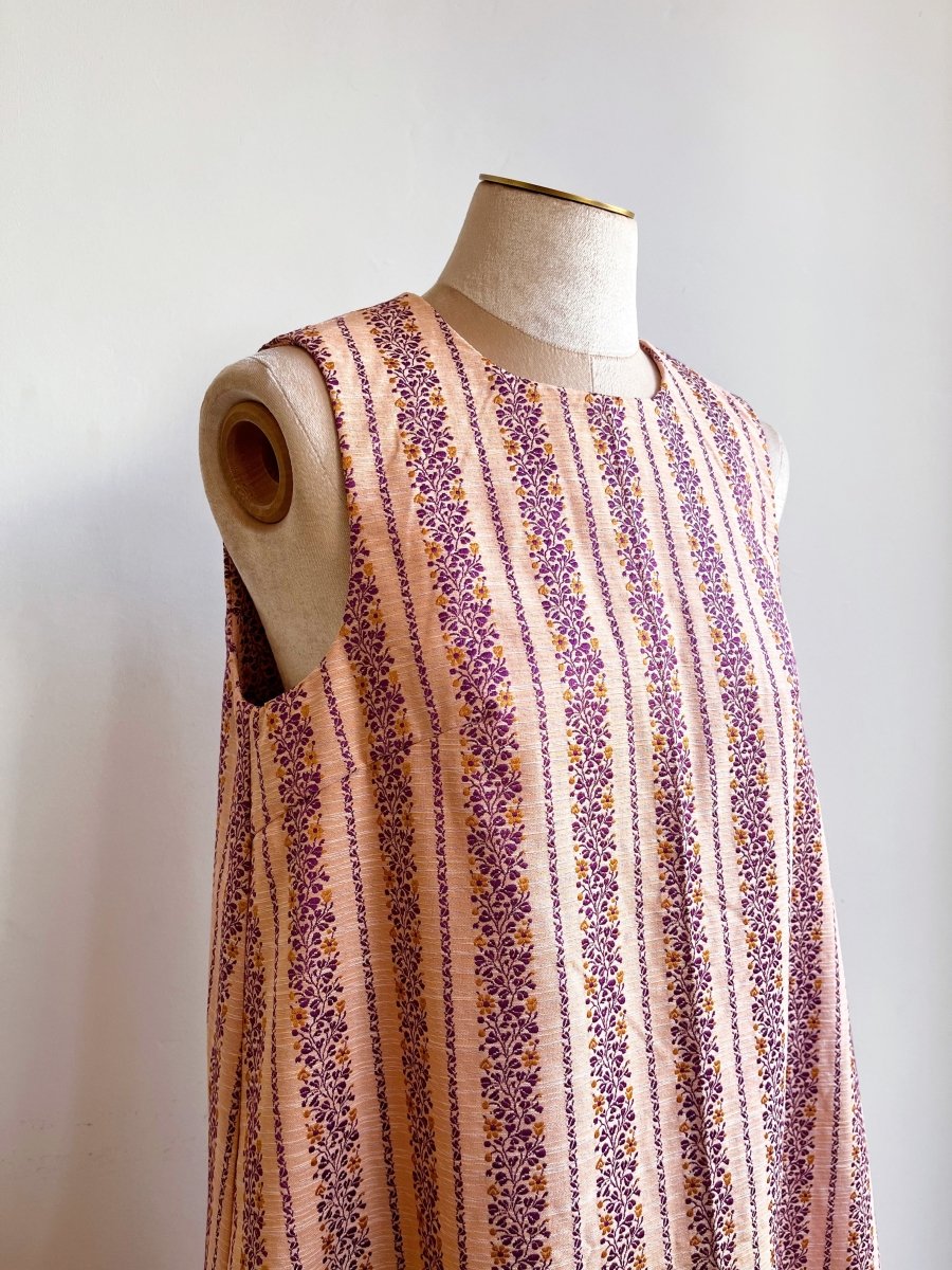 Purple, Pink, and Mustard Brocade Chore Dress - Made X Hudson