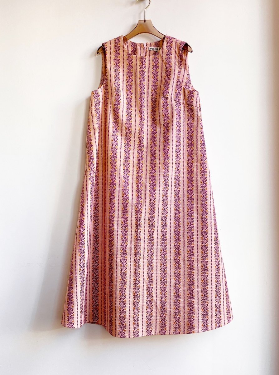 Purple, Pink, and Mustard Brocade Chore Dress - Made X Hudson