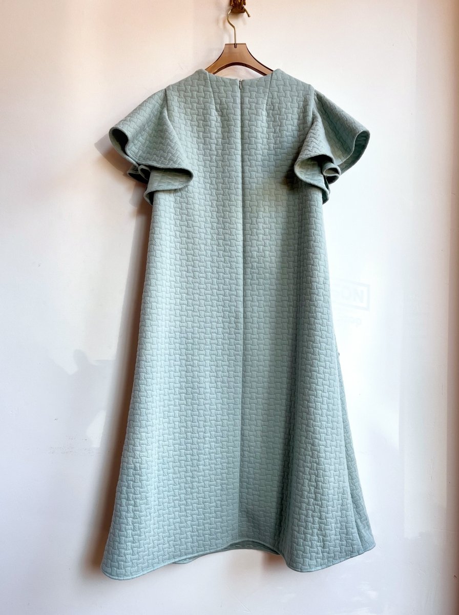 Powder Blue Knit Chore Dress with Flutter Sleeve - Made X Hudson