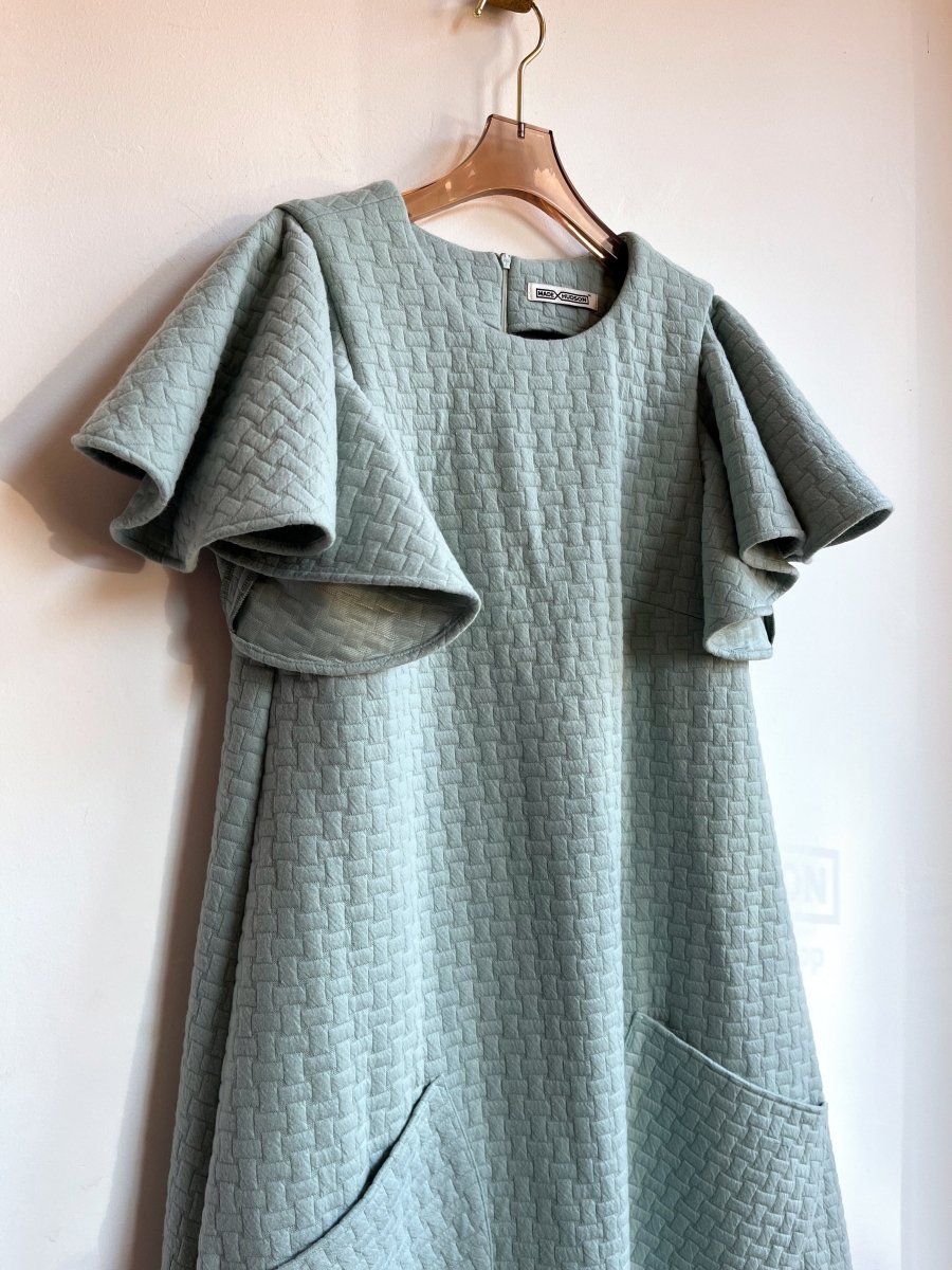 Powder Blue Knit Chore Dress with Flutter Sleeve - Made X Hudson