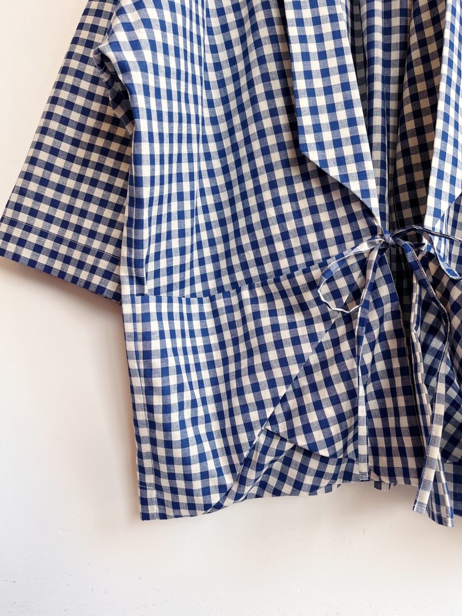 Blue & White Gingham Plaid Chore Jacket - Made X Hudson