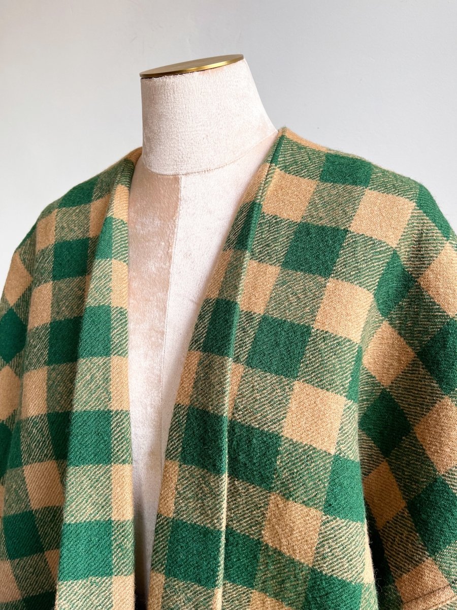 Camel and Green Gingham Wool Chore Jacket - Made X Hudson