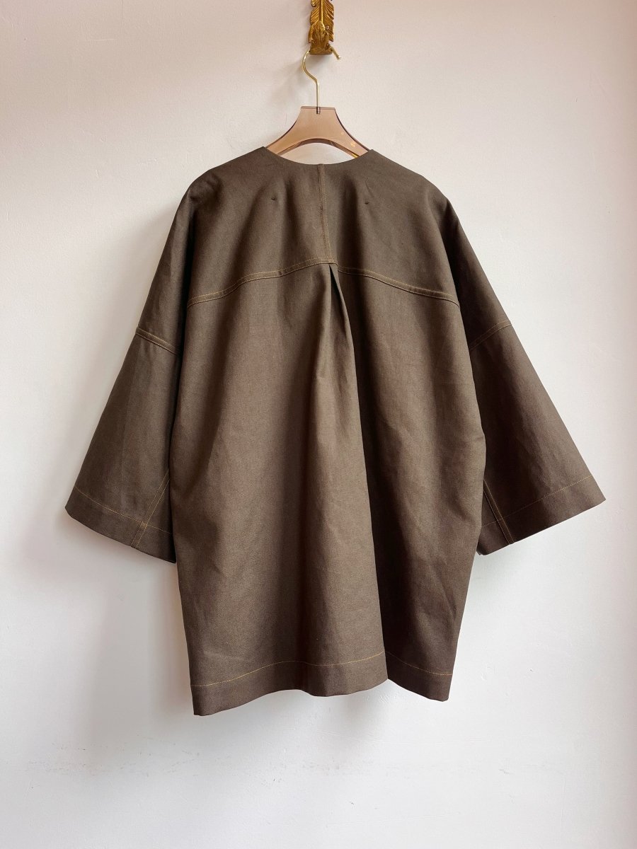 Moss Hemp - Cotton Canvas Chore Jacket w/ Gold Stitching - Made X Hudson