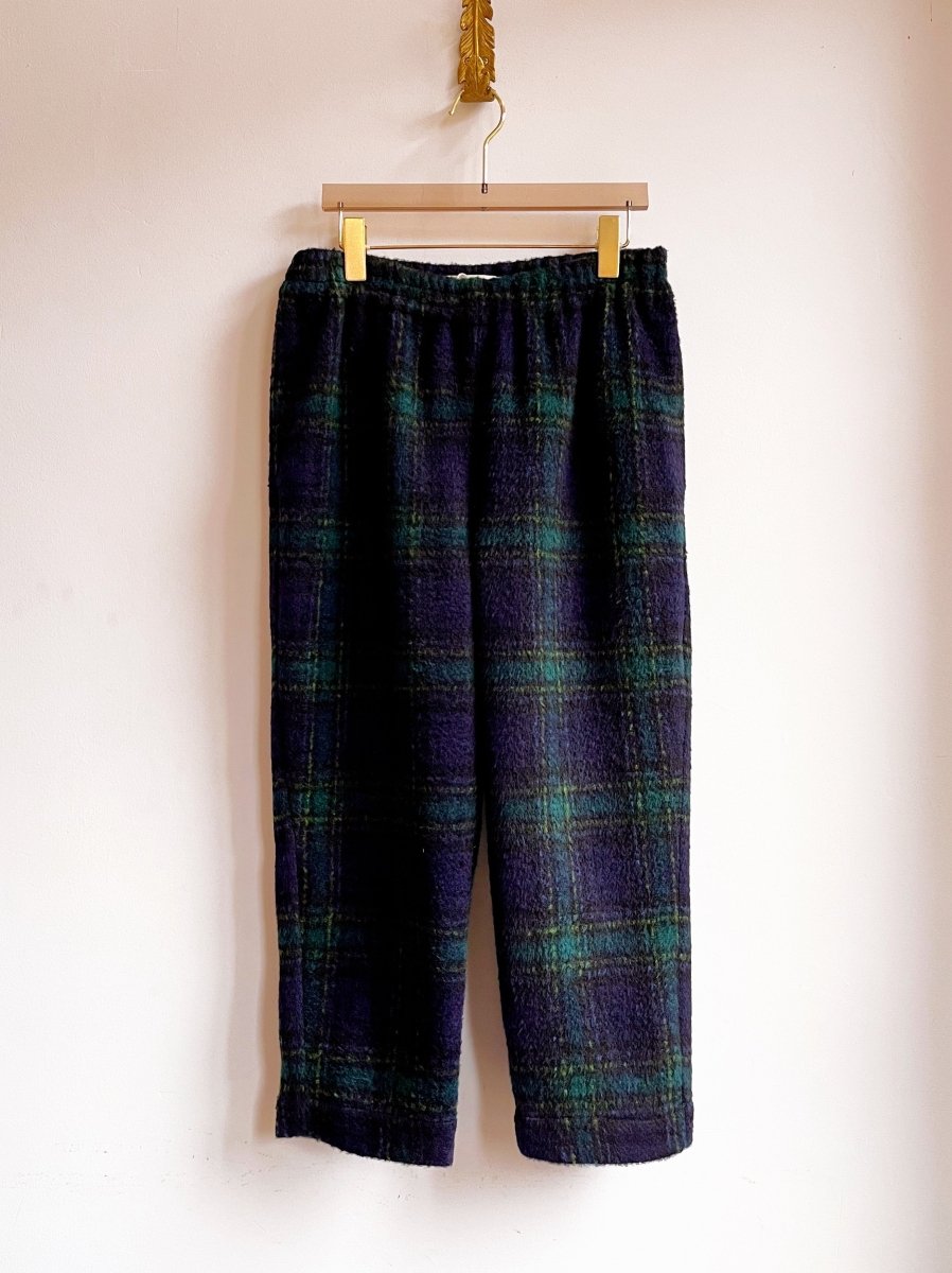 Green & Navy Plaid Wool Blend Cropped Joggers - Made X Hudson