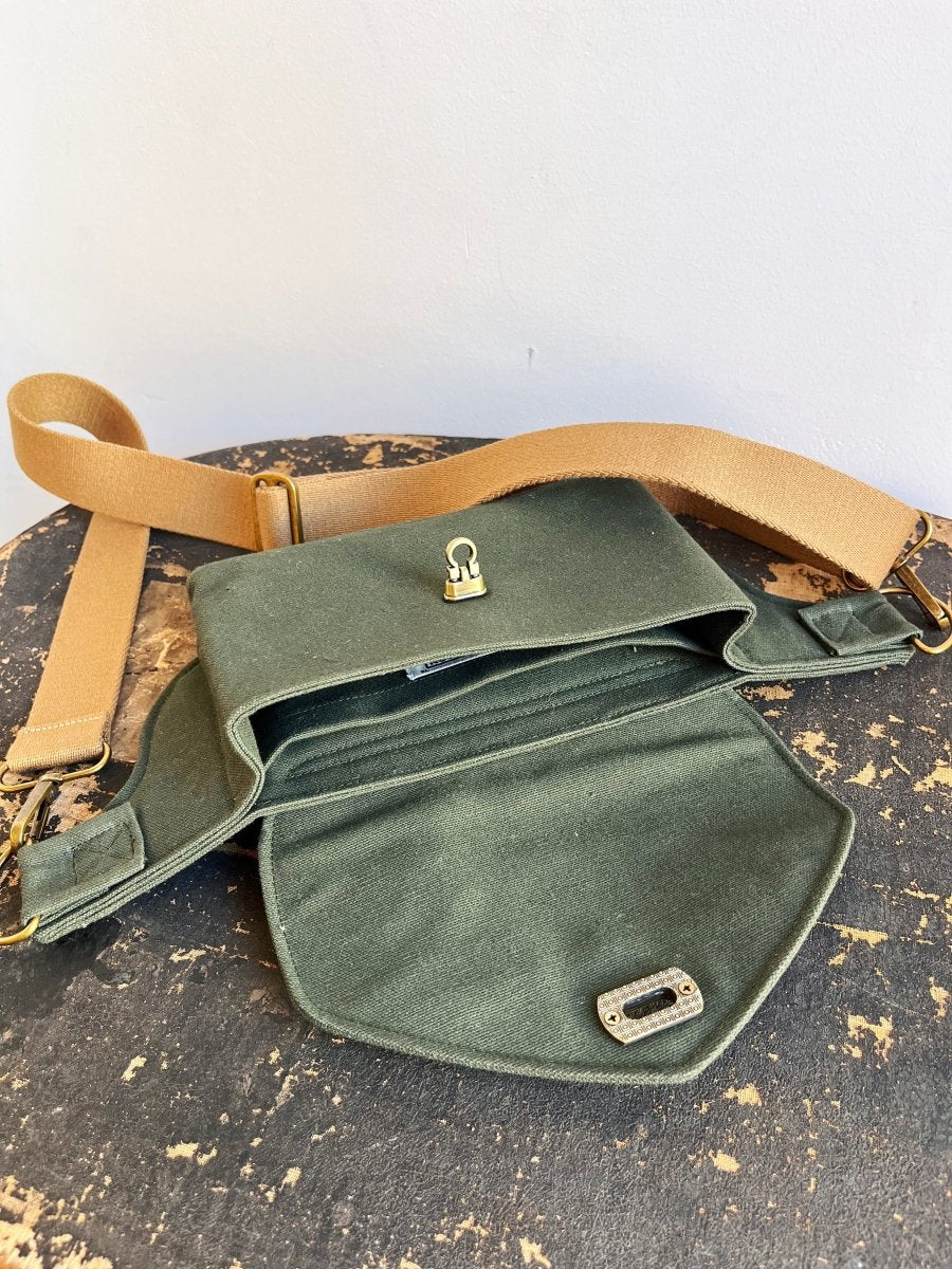 Cross - Body Bag in Army Cotton Canvas - Made X Hudson