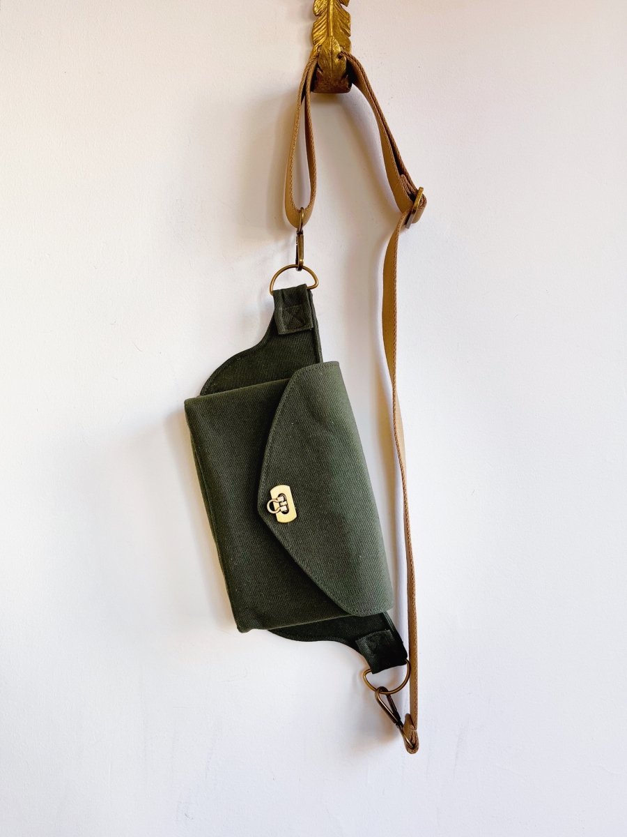 Cross - Body Bag in Army Cotton Canvas - Made X Hudson