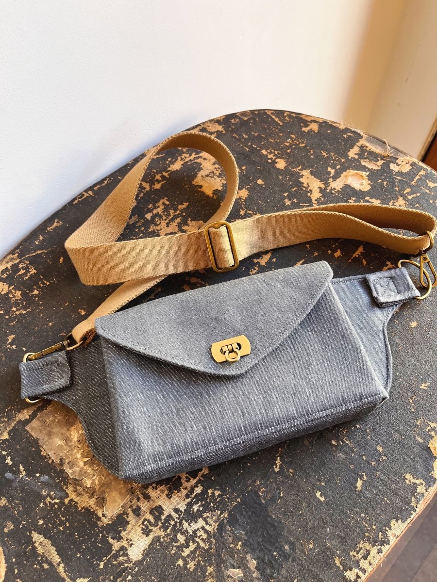Cross - Body Bag in Grey Denim - Made X Hudson