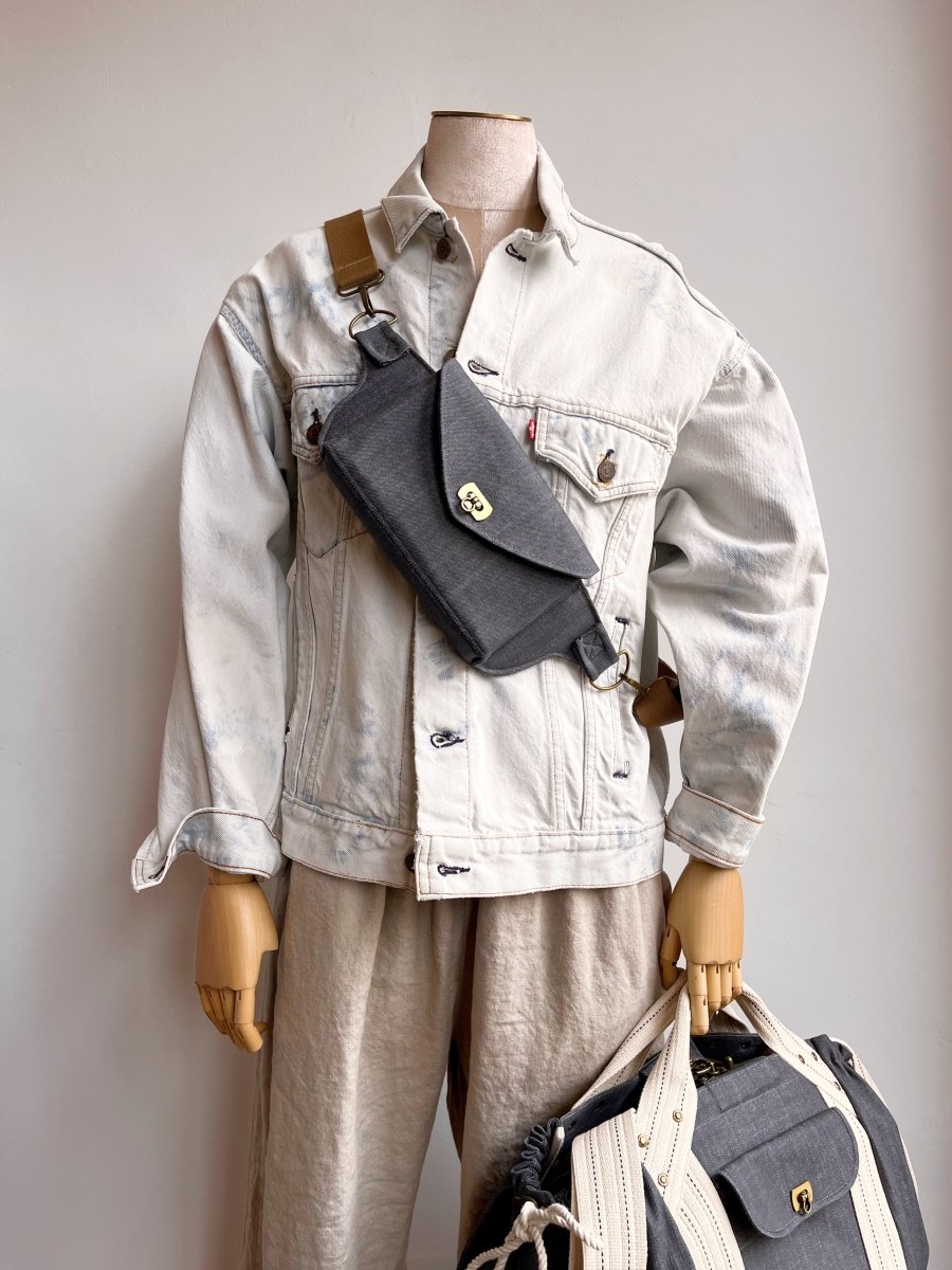 Cross - Body Bag in Grey Denim - Made X Hudson