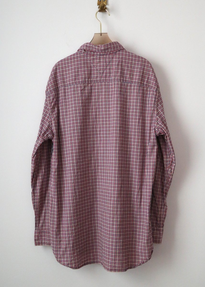 Dolly Parton and Kitten Blue Cyanotype over Red Plaid Button-Up Shirt (Reworked) - Made X Hudson