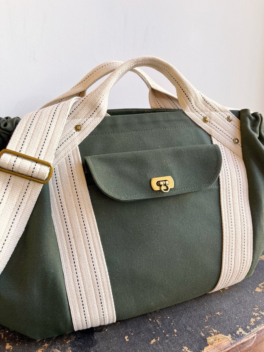 Cross - Body Duffel Bag in Army Cotton Canvas - Made X Hudson
