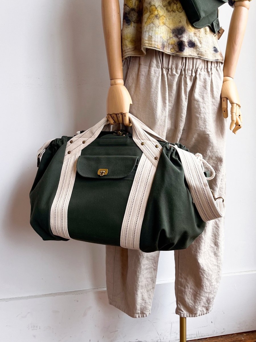 Cross - Body Duffel Bag in Army Cotton Canvas - Made X Hudson