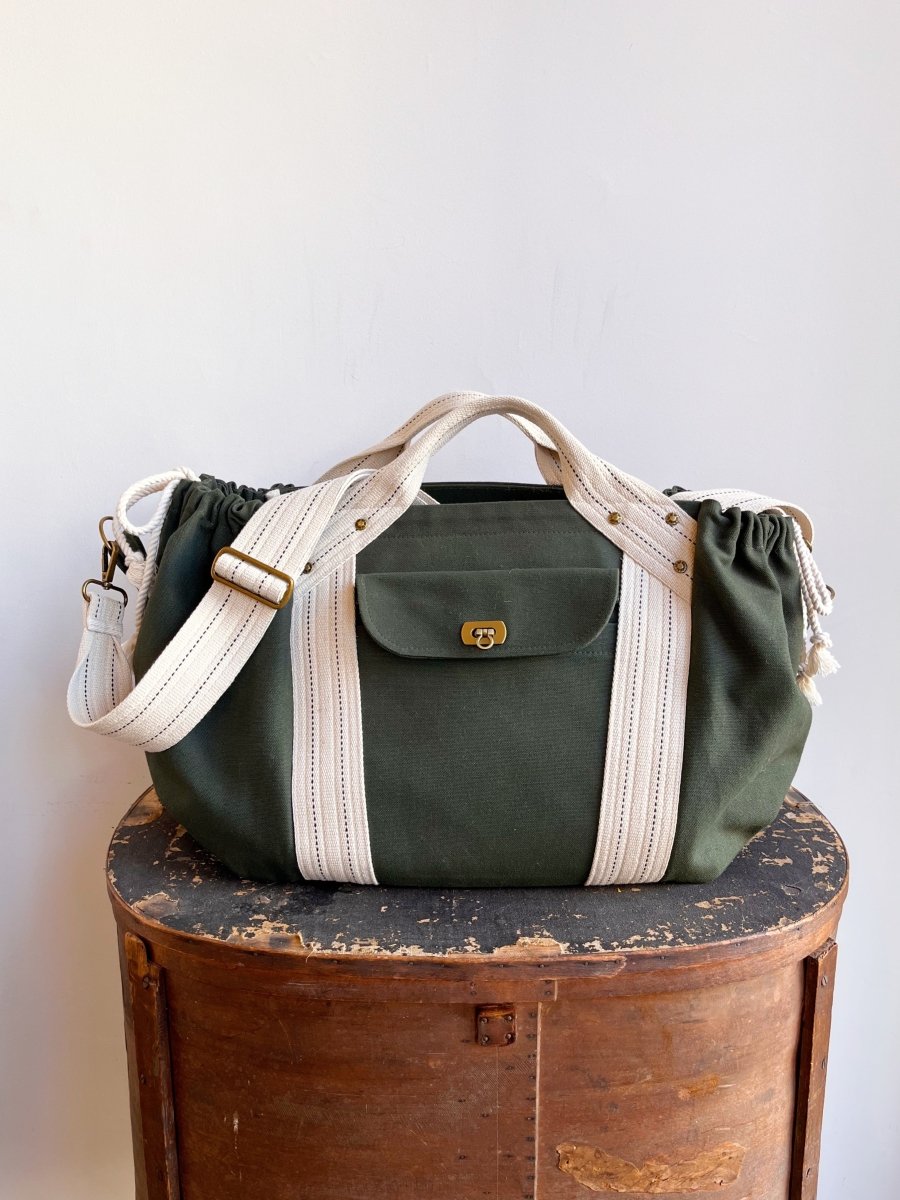 Cross - Body Duffel Bag in Army Cotton Canvas - Made X Hudson