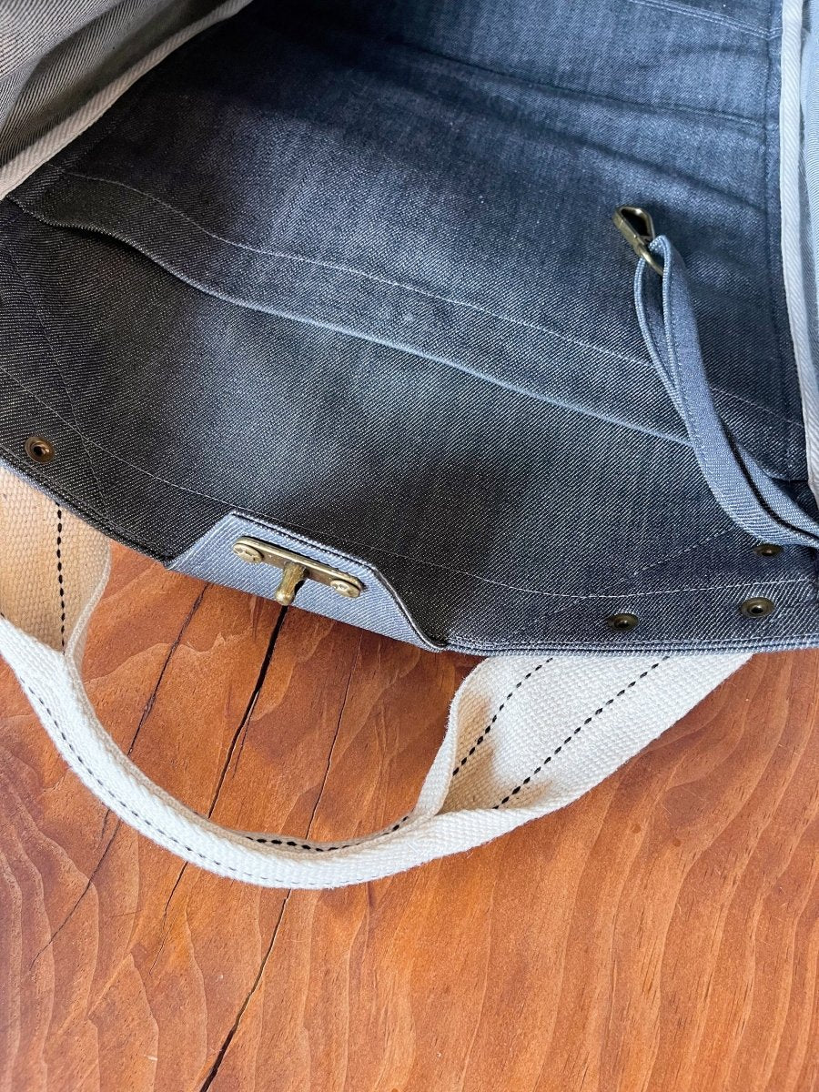 Cross - Body Duffel Bag in Grey Denim - Made X Hudson