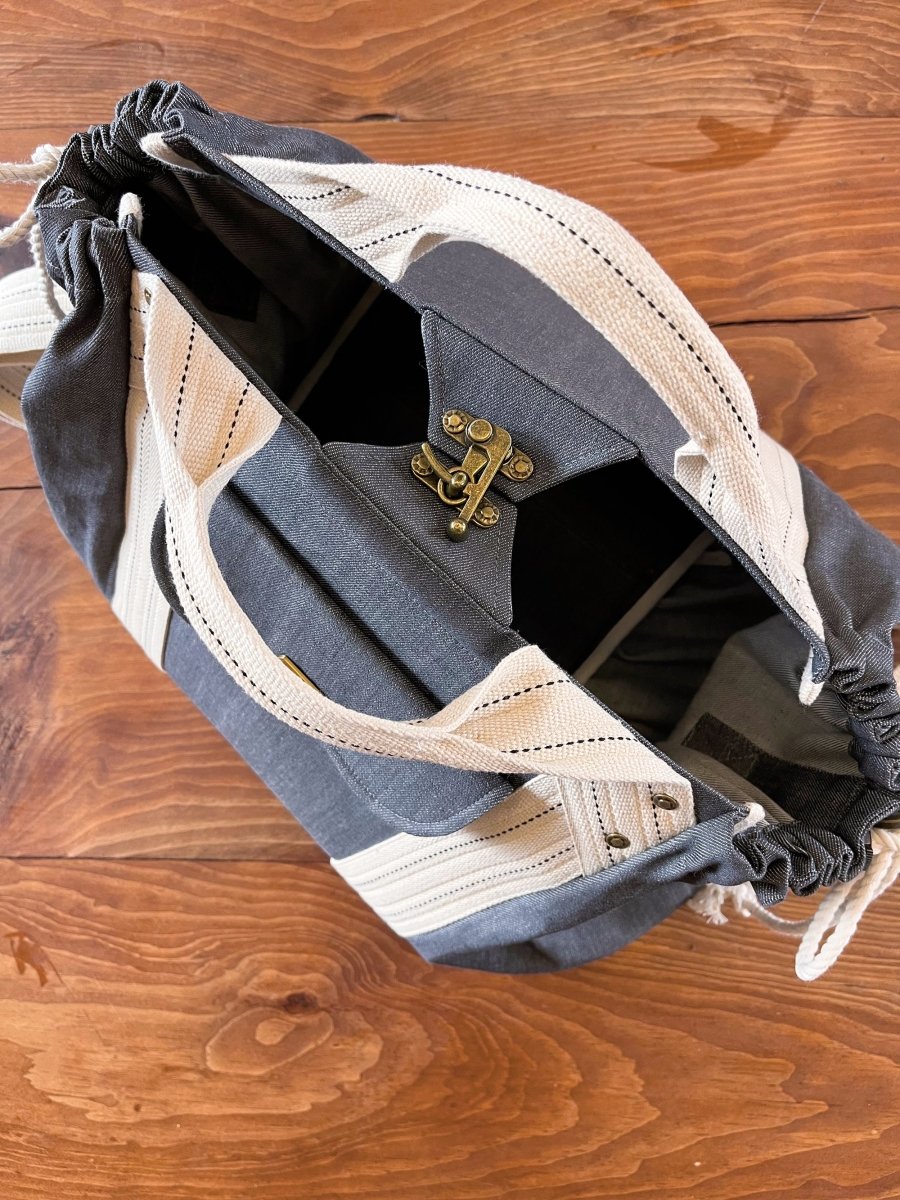 Cross - Body Duffel Bag in Grey Denim - Made X Hudson