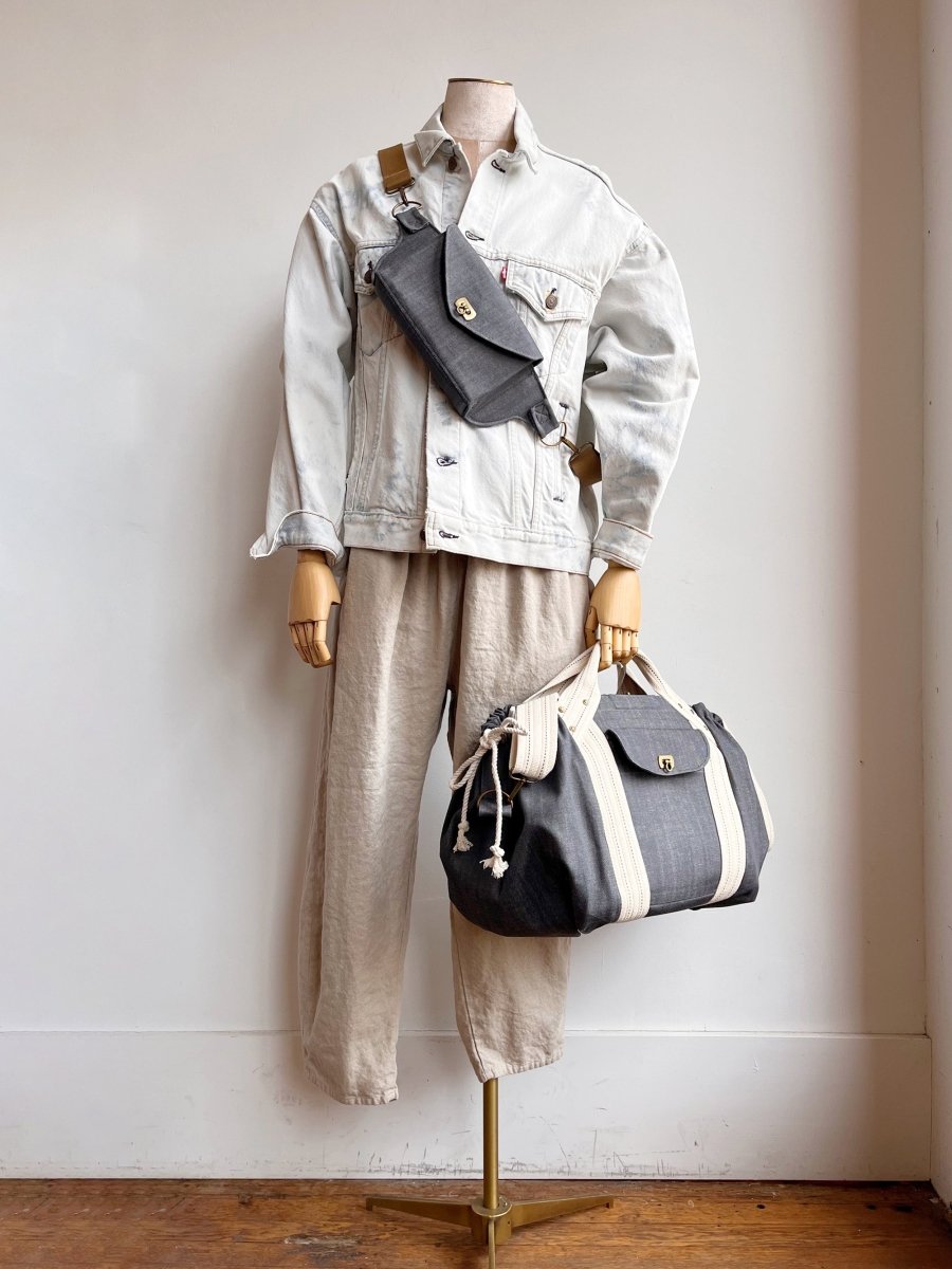 Cross - Body Duffel Bag in Grey Denim - Made X Hudson