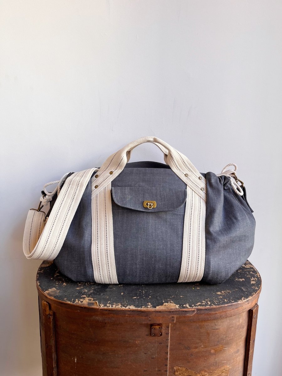 Cross - Body Duffel Bag in Grey Denim - Made X Hudson