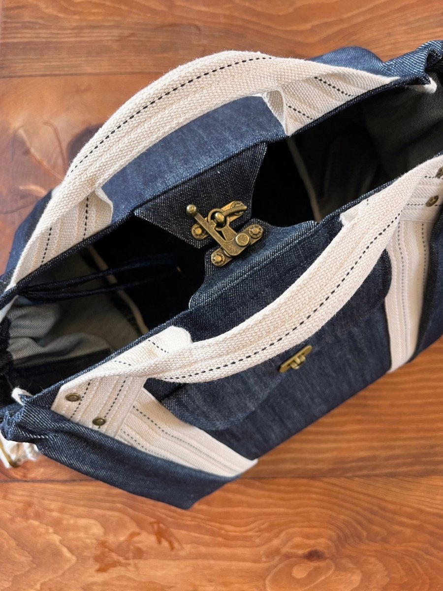 Cross - Body Duffel Bag in Steel Blue Denim - Made X Hudson