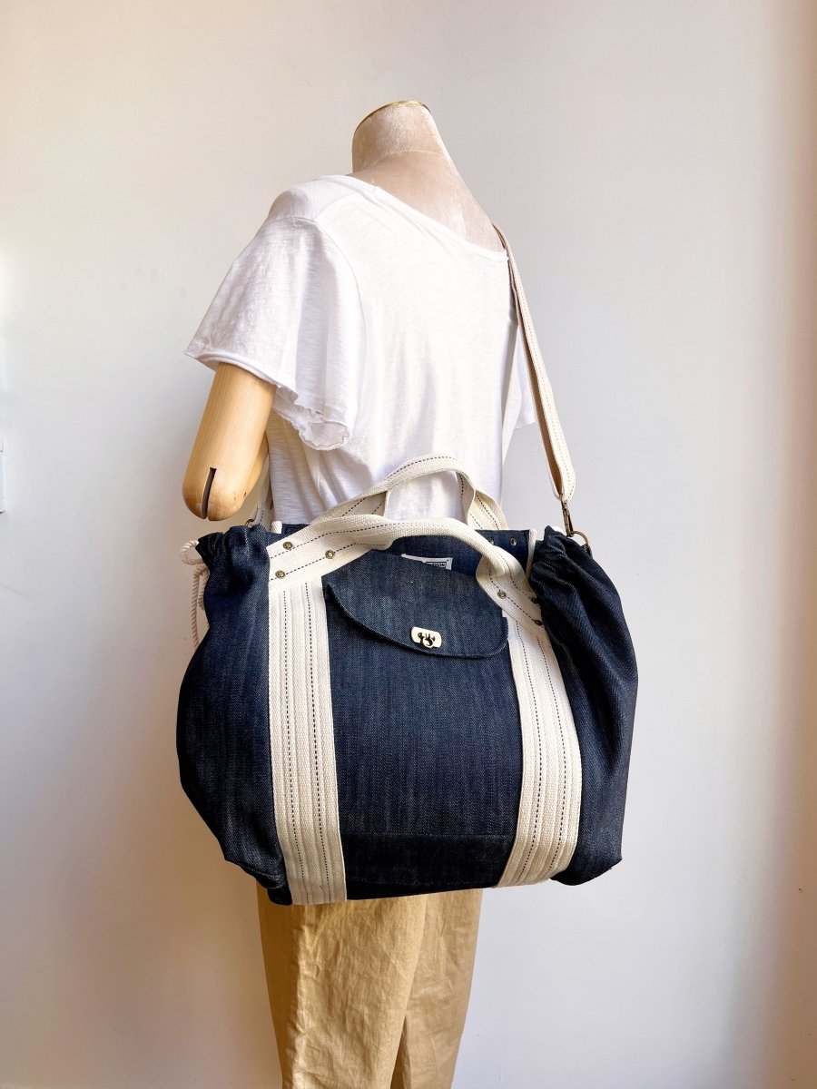 Cross - Body Duffel Bag in Steel Blue Denim - Made X Hudson
