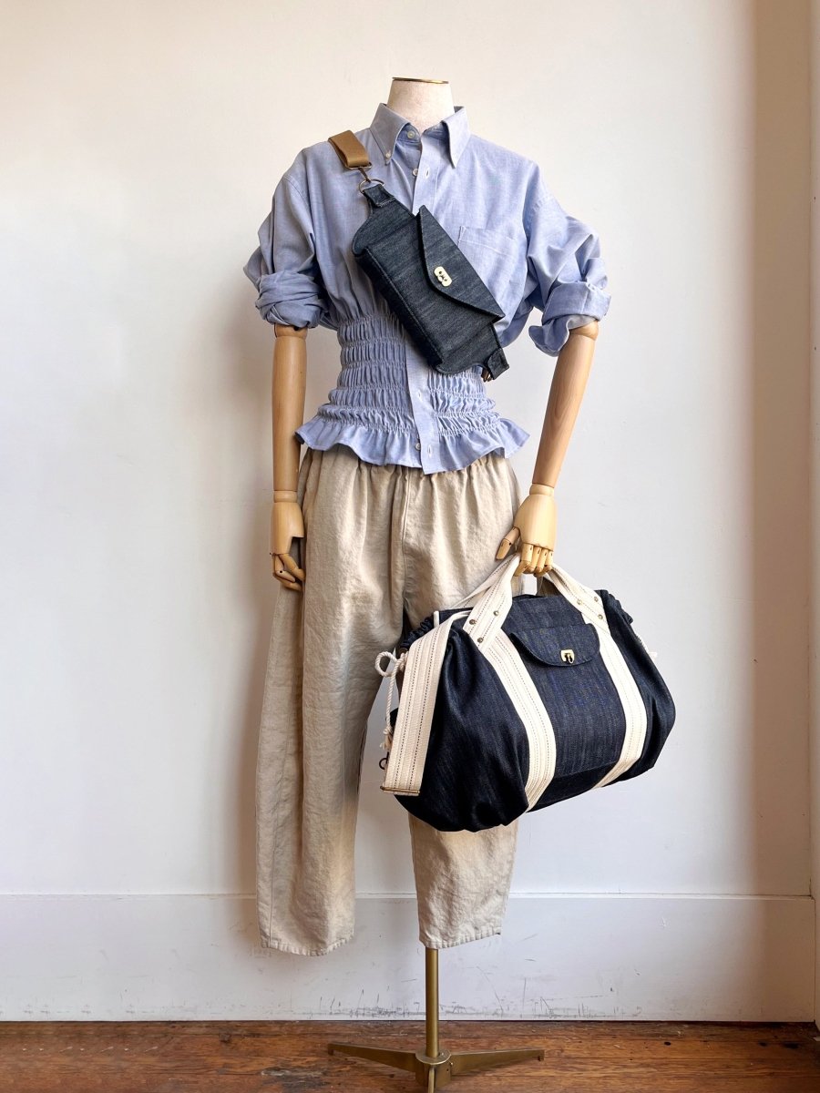 Cross - Body Duffel Bag in Steel Blue Denim - Made X Hudson