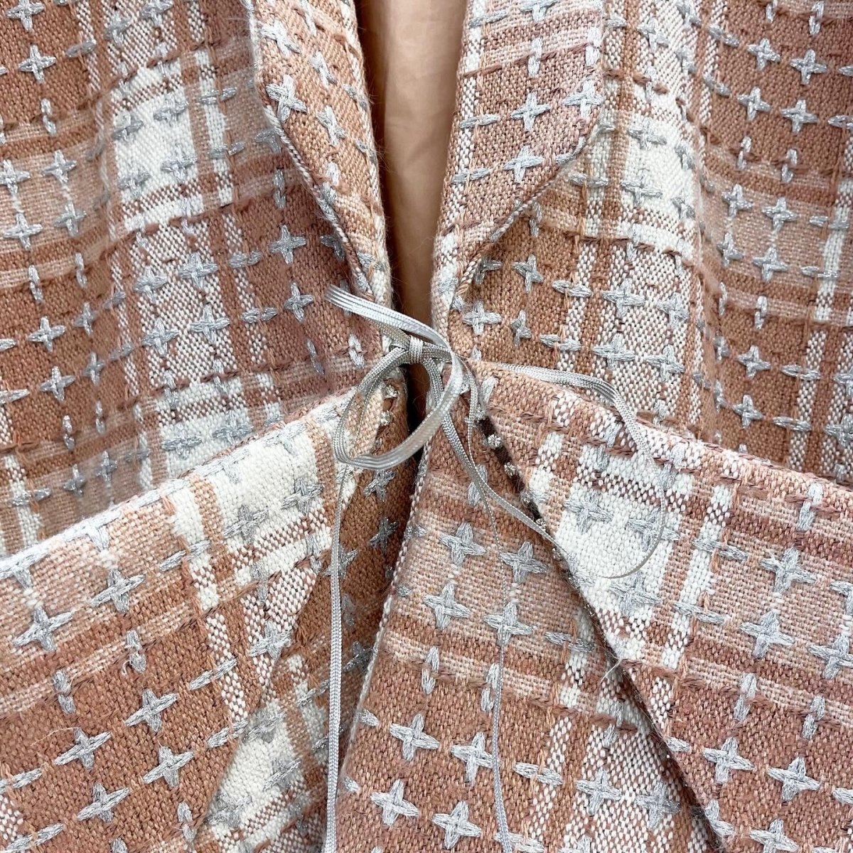 Blush Wool Tweed Chore Jacket with Crystal Detail - Made X Hudson