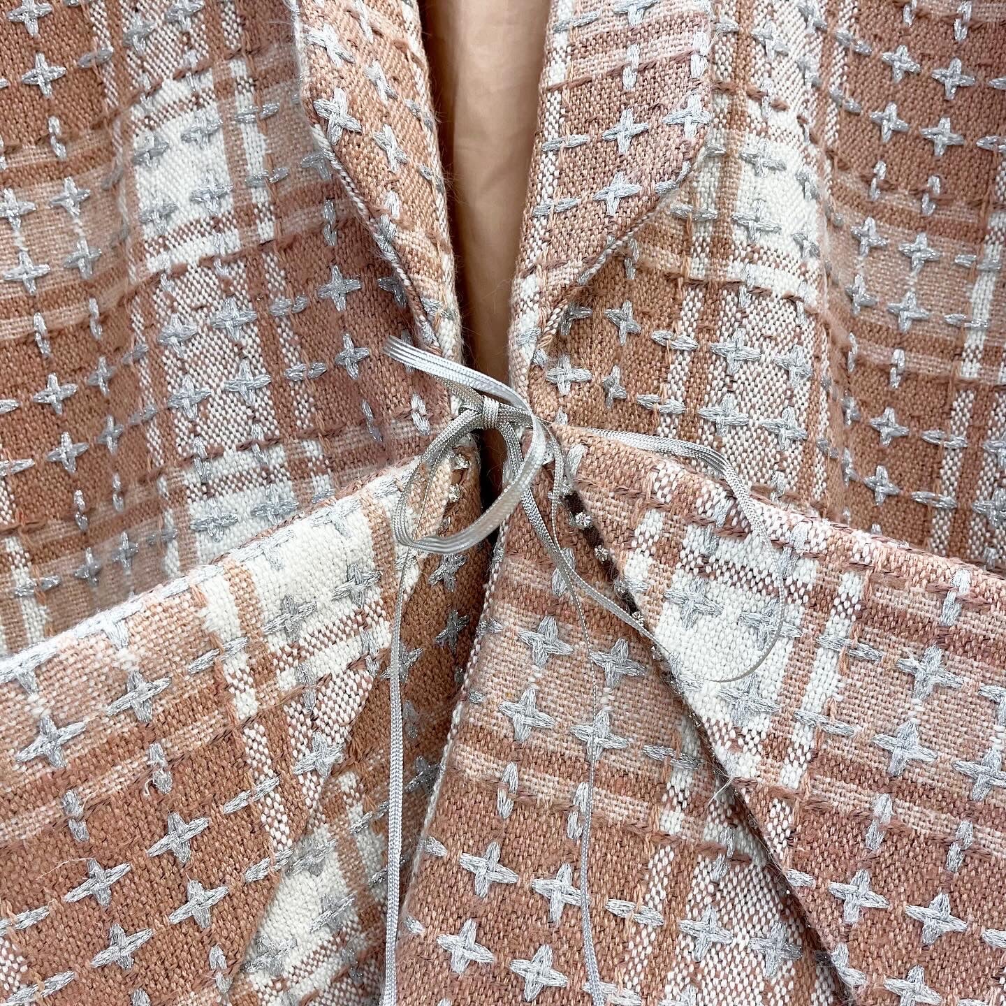 Blush Wool Tweed Chore Jacket with Crystal Detail