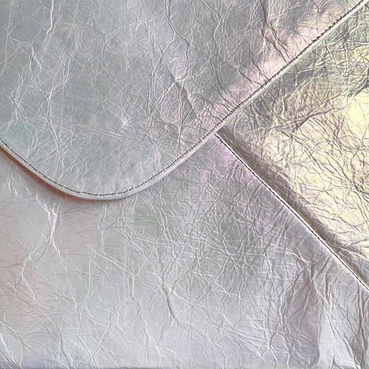 Mushroom Leather Envelope Clutch with Silk Metallic Lining - Made X Hudson