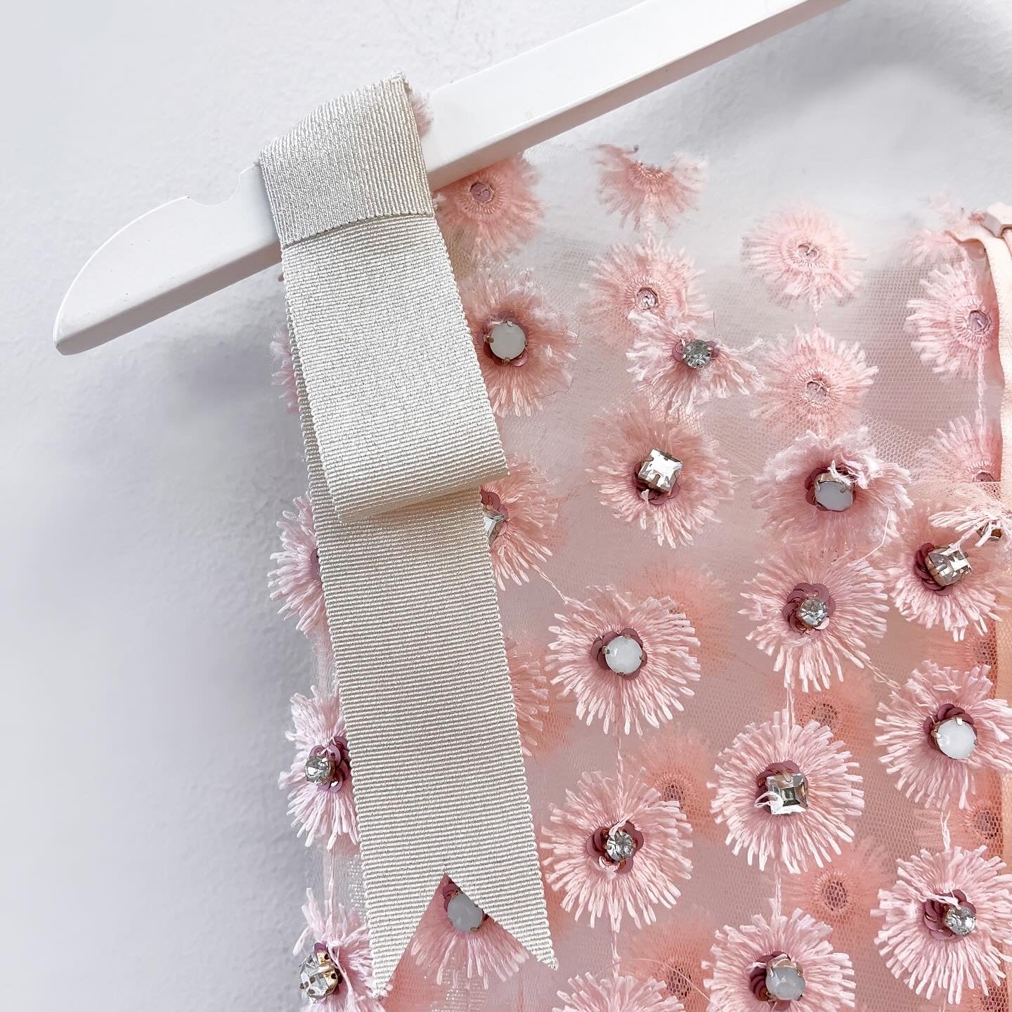 Blush Sheer Flower-Embroidered & Hand-Beaded Zero-Waste Dress