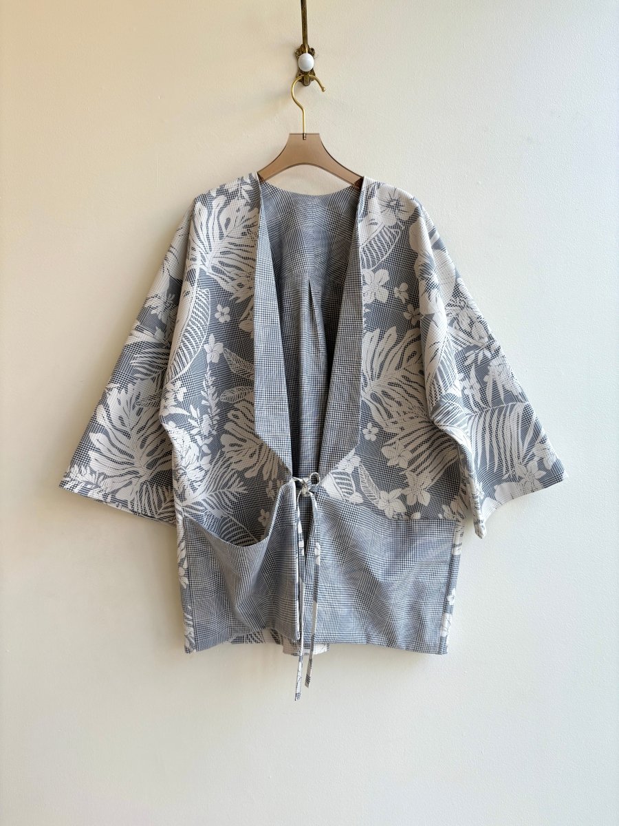 Grey & White Tropical Plaid Reversible Chore Jacket - Made X Hudson