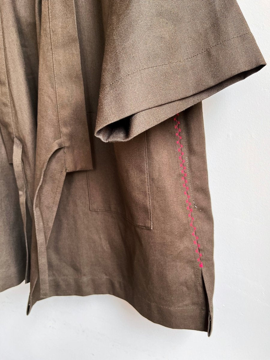 Haori Wrap Jacket in Moss Hemp - Cotton - Made X Hudson