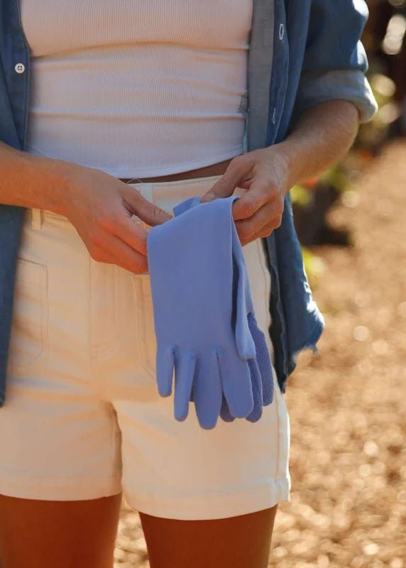 Dewdrop Blue Midrise Gardening Gloves w/ Grip Palm - Made X Hudson