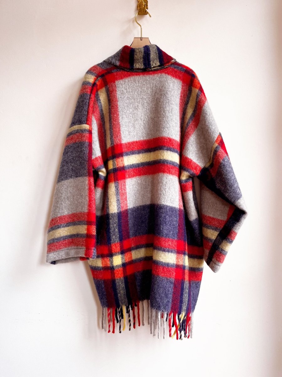 Red, White, & Blue Plaid Heritage Blanket Coat - Made X Hudson
