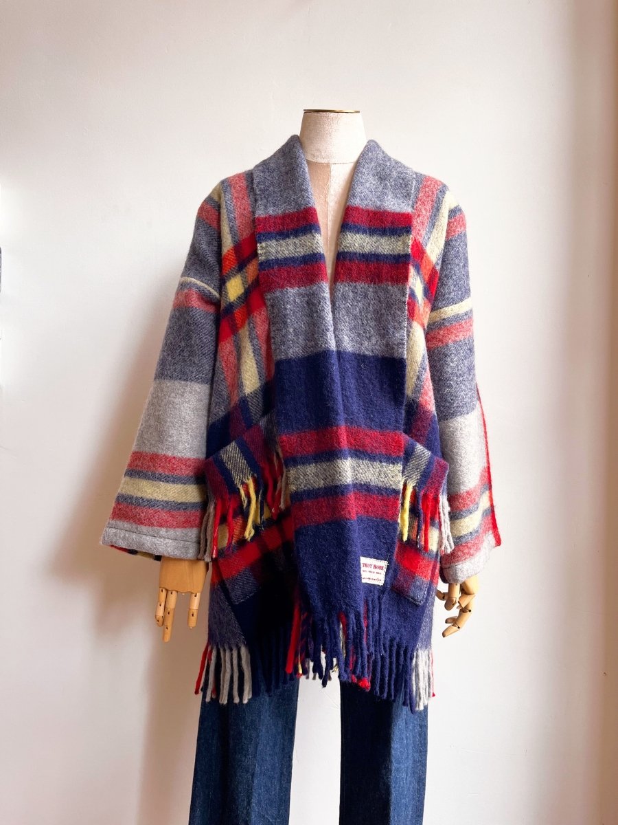 Red, White, & Blue Plaid Heritage Blanket Coat - Made X Hudson