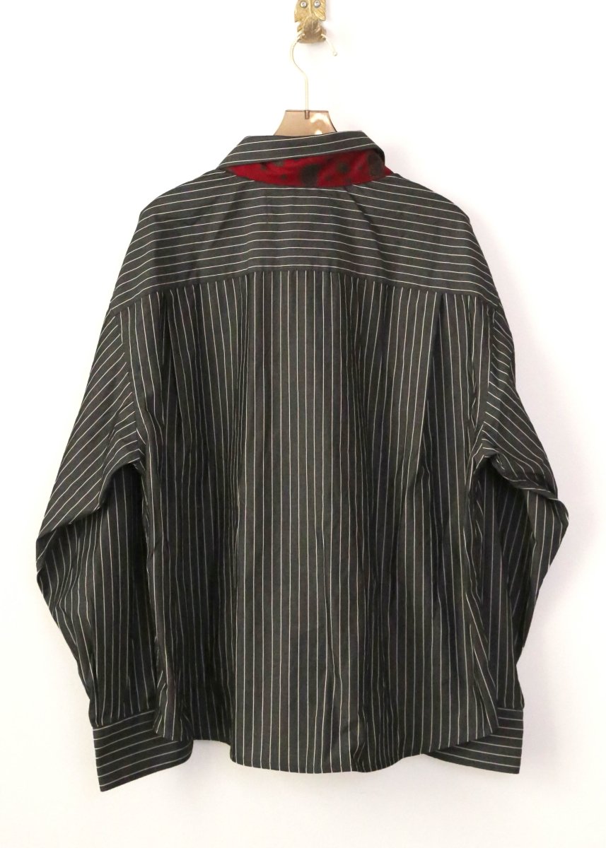 The James Top | Grey and White Stripe with Red Paisley Tie (Reworked)) - Made X Hudson