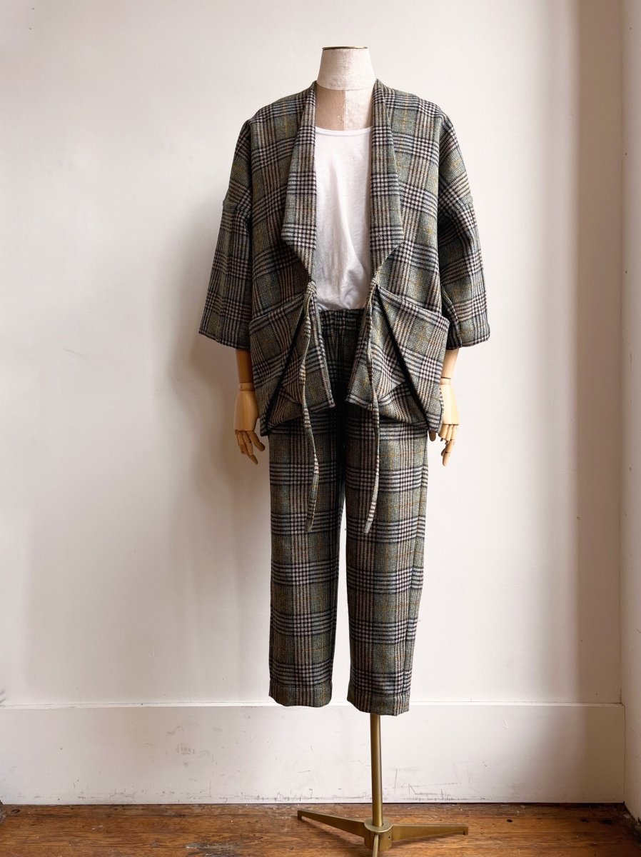 Green Plaid Wool Cropped Joggers - Made X Hudson
