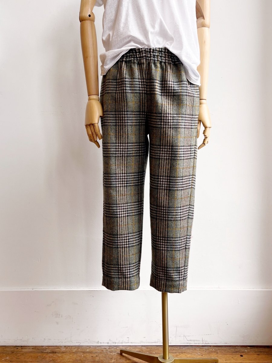Green Plaid Wool Cropped Joggers - Made X Hudson