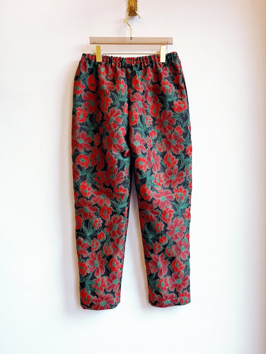 Black, Red and Green Floral Brocade Long Joggers - Made X Hudson