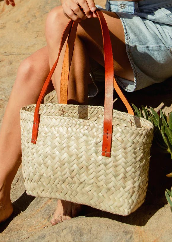 Mini Palm Tote w/ Leather Strap (Natural) - Made X Hudson
