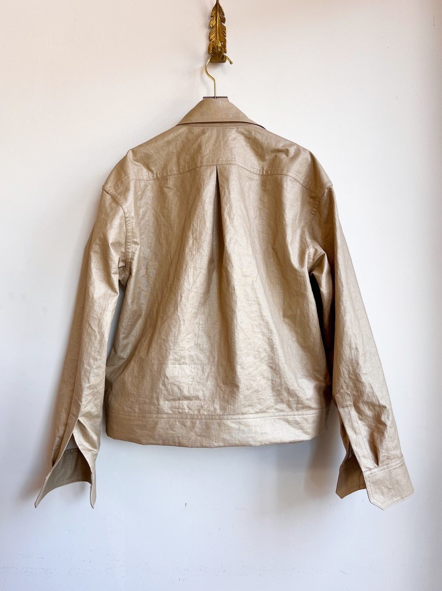 Gold Waxed Cotton Zip - Up Leisure Jacket - Made X Hudson