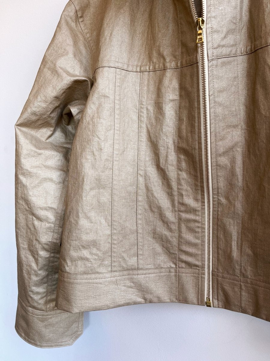 Gold Waxed Cotton Zip - Up Leisure Jacket - Made X Hudson