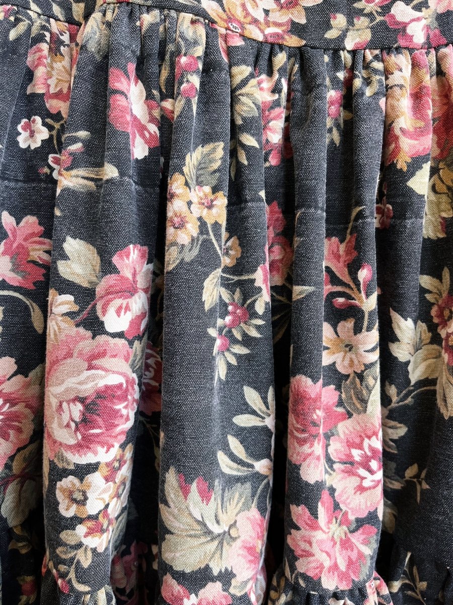 Black Floral Denim Maxi Skirt - Made X Hudson