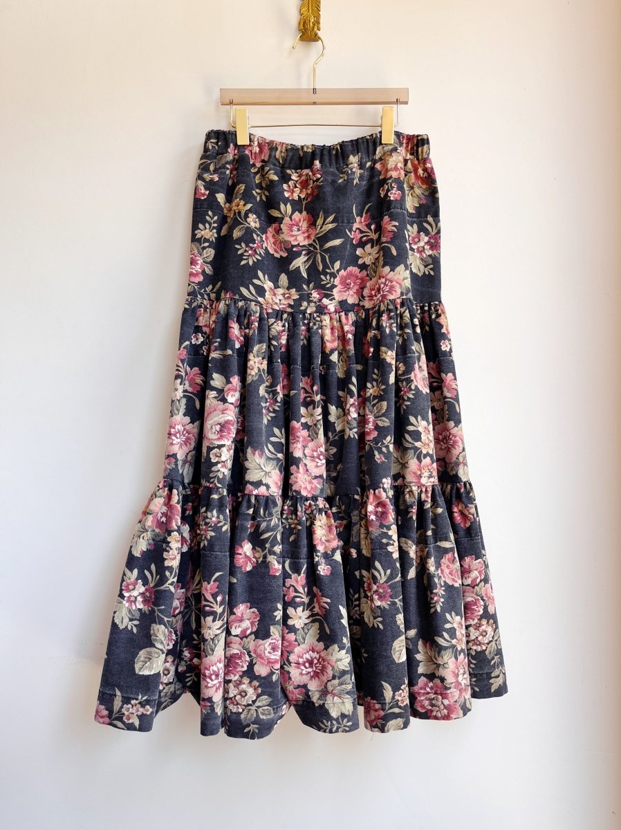 Black Floral Denim Maxi Skirt - Made X Hudson