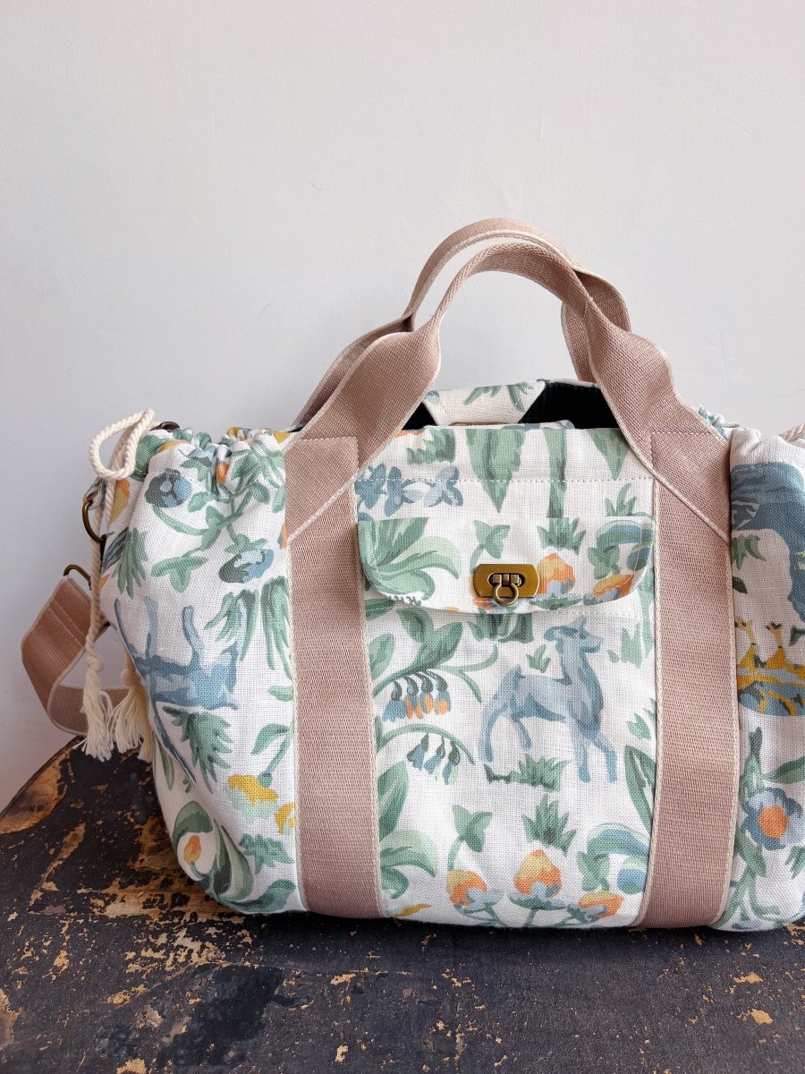 Mini Cross - Body Duffel Bag in Pastel Flora & Fauna Print - Made X Hudson