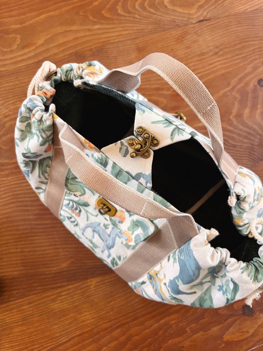 Mini Cross - Body Duffel Bag in Pastel Flora & Fauna Print - Made X Hudson