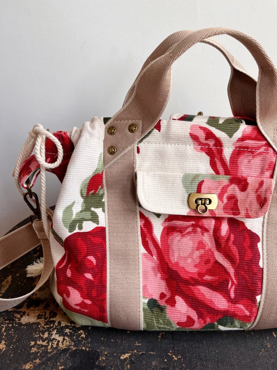Mini Cross - Body Duffel Bag in Rose Print - Made X Hudson