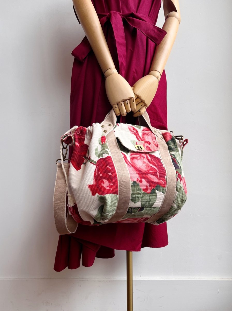 Mini Cross - Body Duffel Bag in Rose Print - Made X Hudson