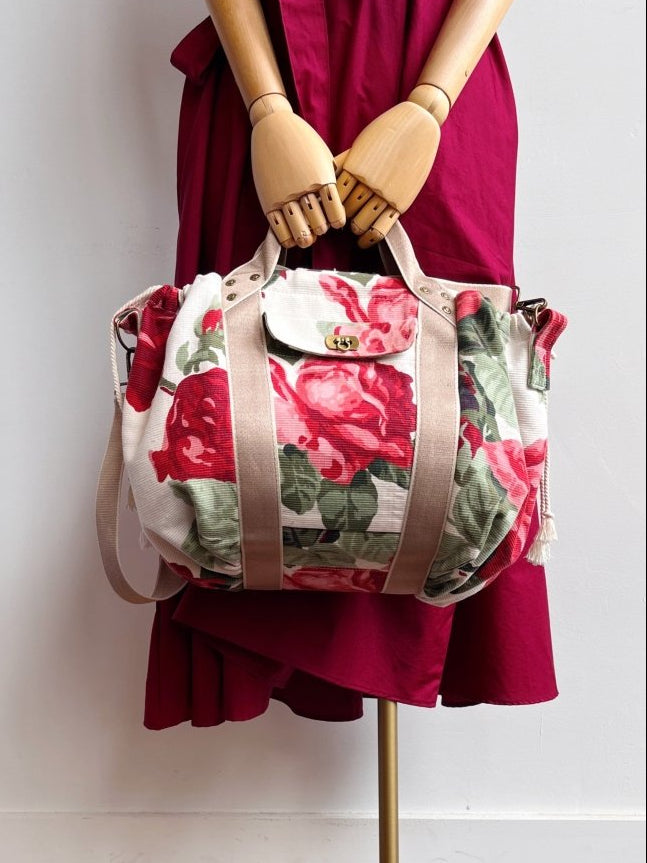 Mini Cross - Body Duffel Bag in Rose Print - Made X Hudson