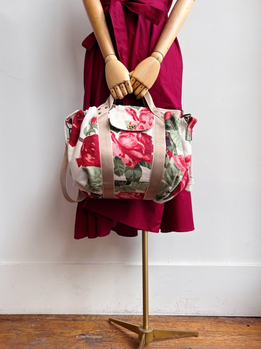 Mini Cross - Body Duffel Bag in Rose Print - Made X Hudson