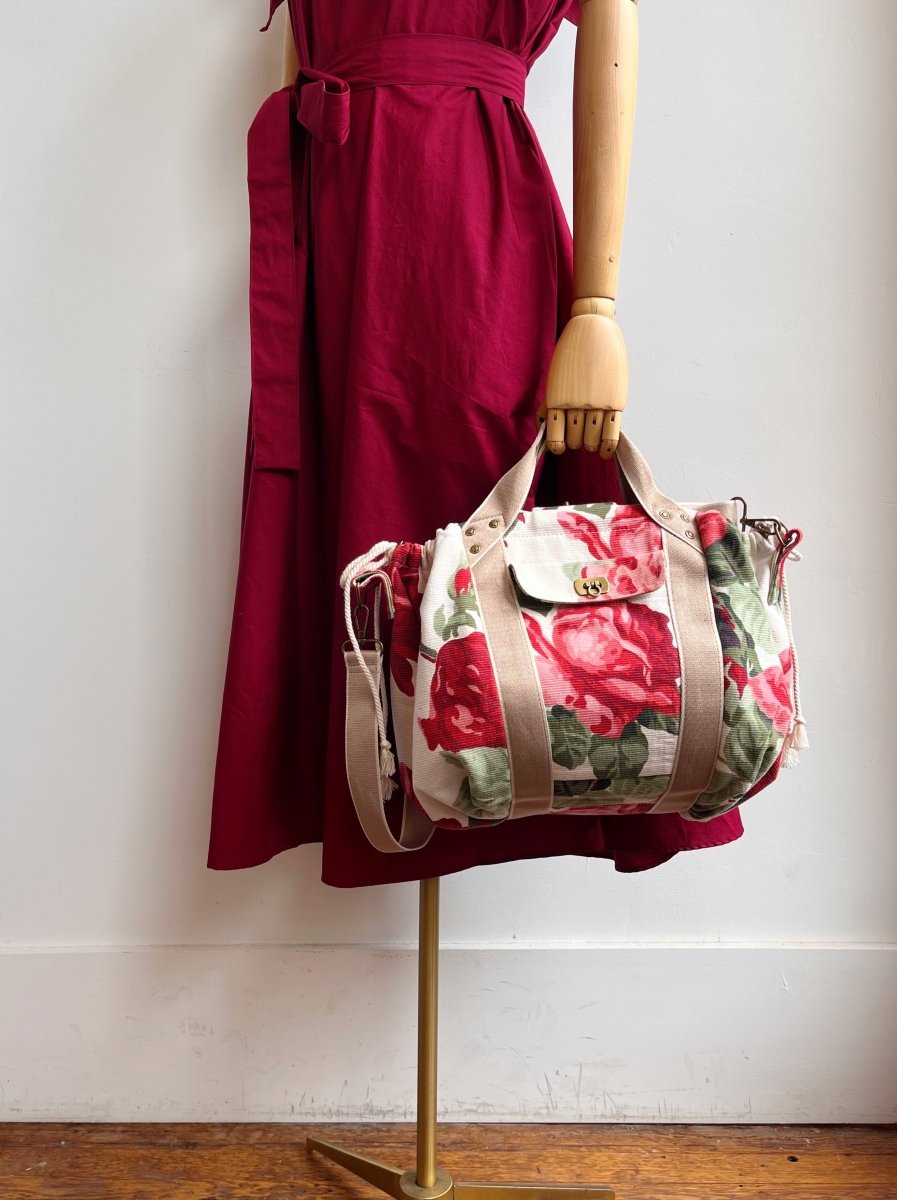 Mini Cross - Body Duffel Bag in Rose Print - Made X Hudson