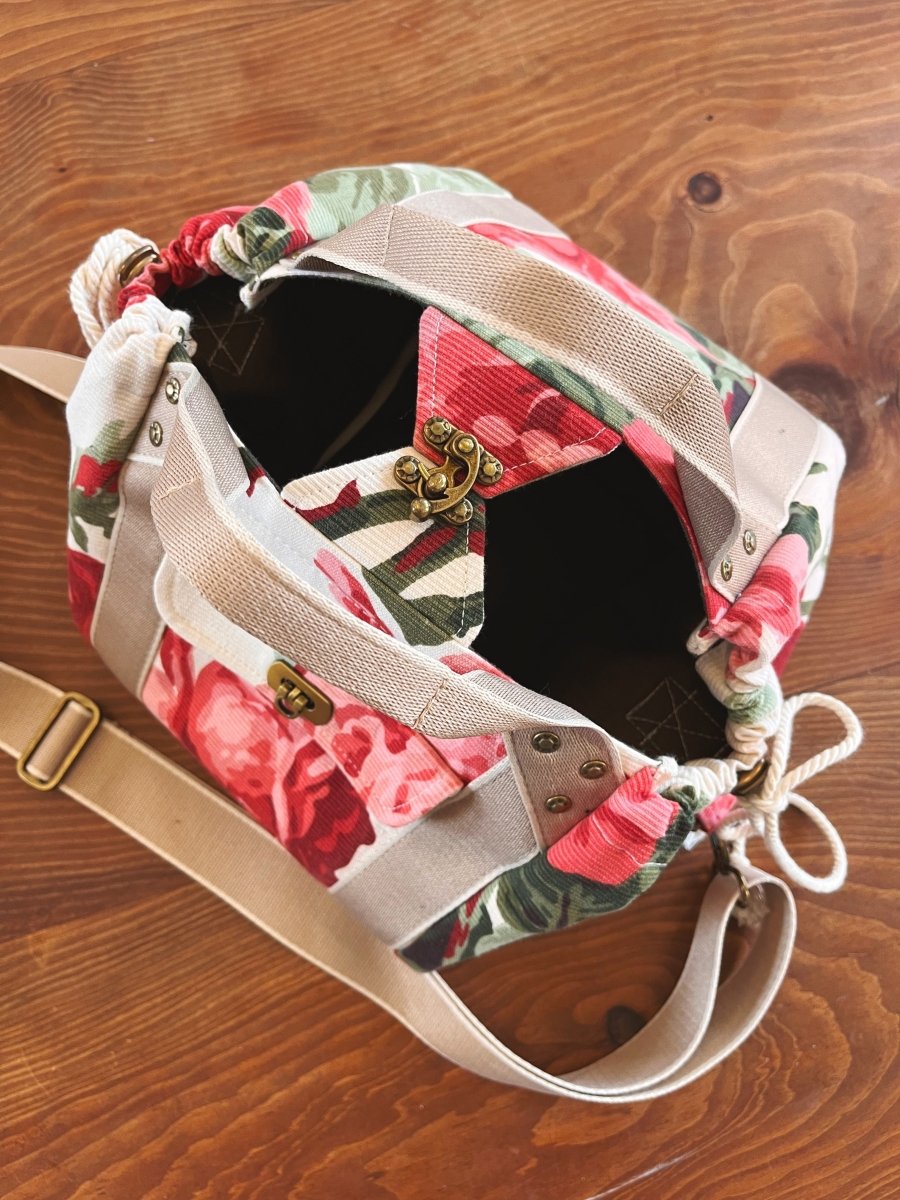 Mini Cross - Body Duffel Bag in Rose Print - Made X Hudson